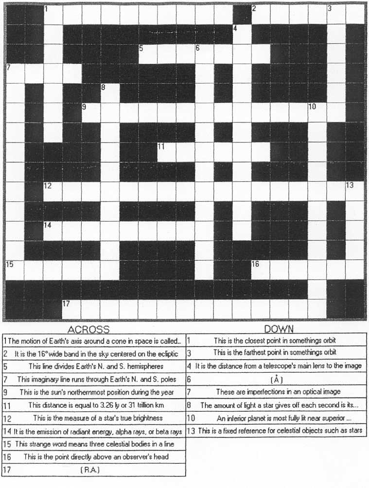 Answers to Last Month s Crossword Challenge